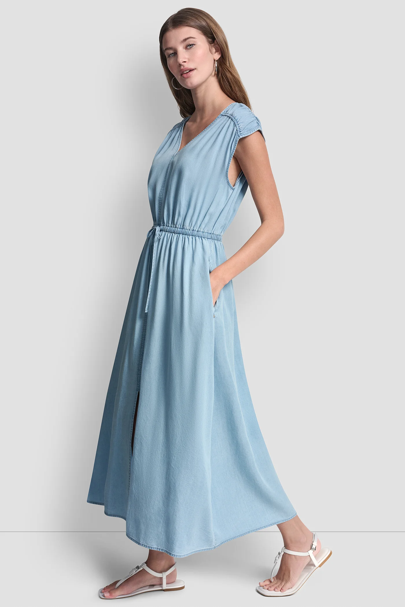 RUCHED SHOULDER SLEEVE DRESS - Image 3