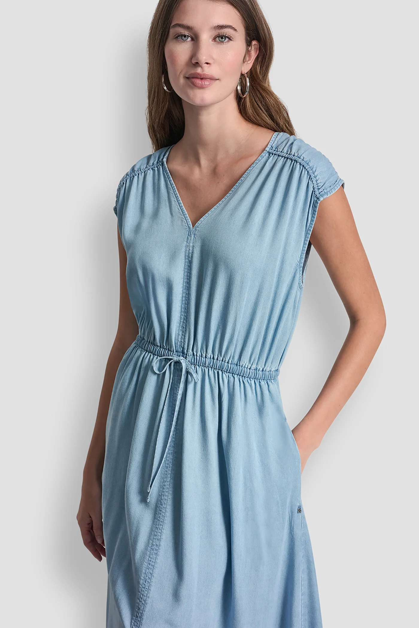 RUCHED SHOULDER SLEEVE DRESS - Image 7