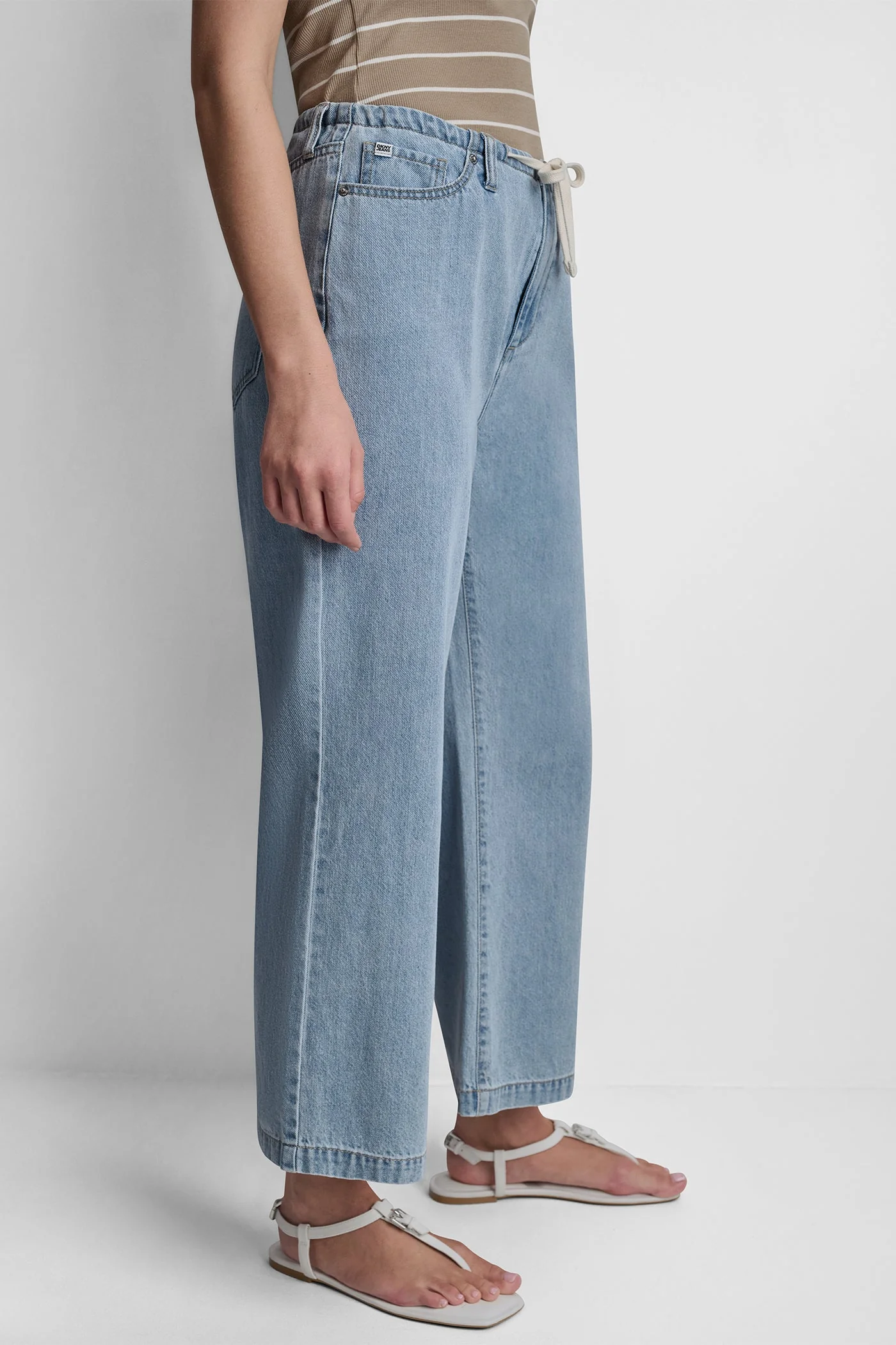 MID RISE DRAWCORD WIDE LEG PANTS - Image 6