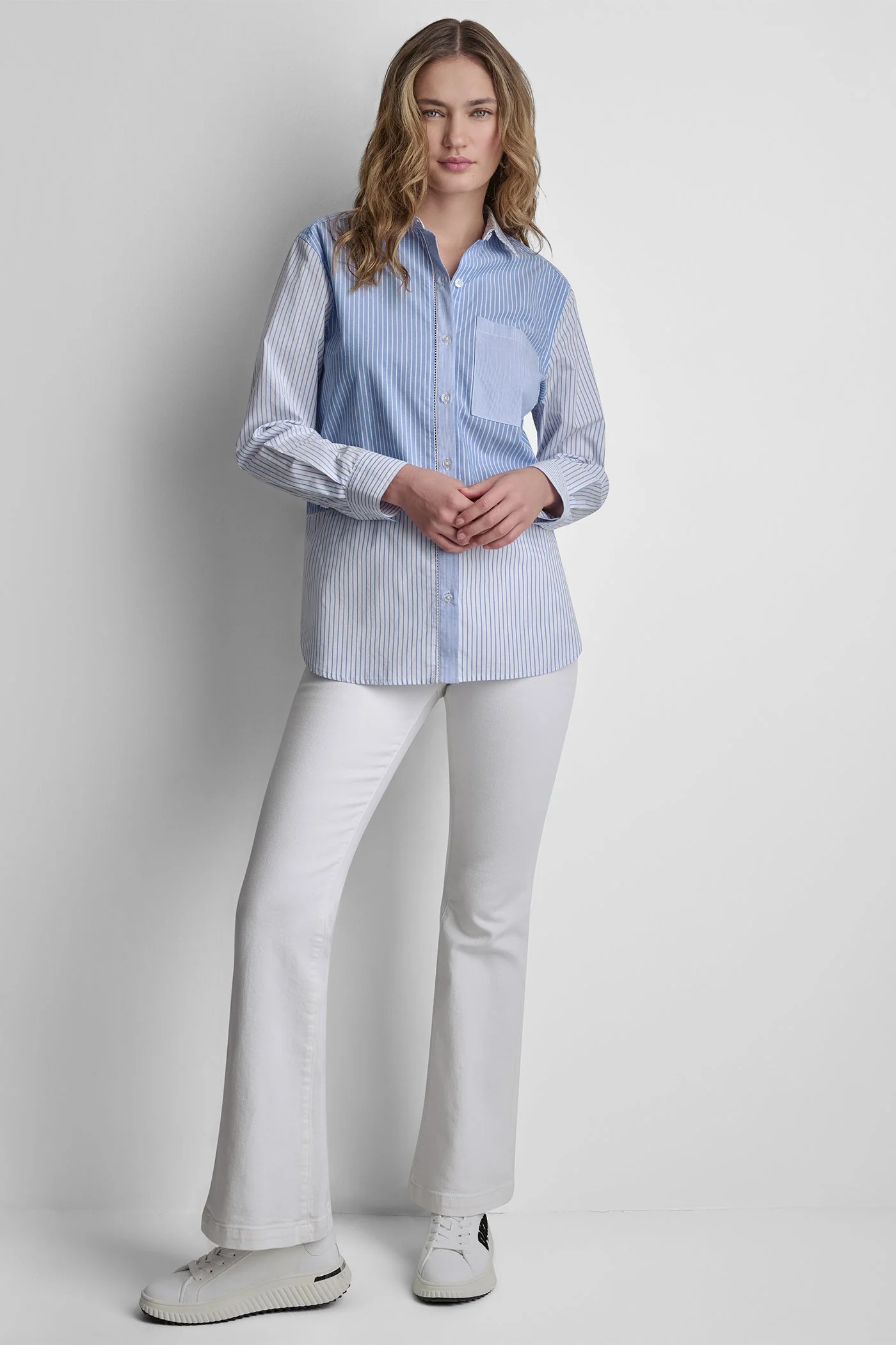 LONG SLEEVE POPLIN TOP - Image 3