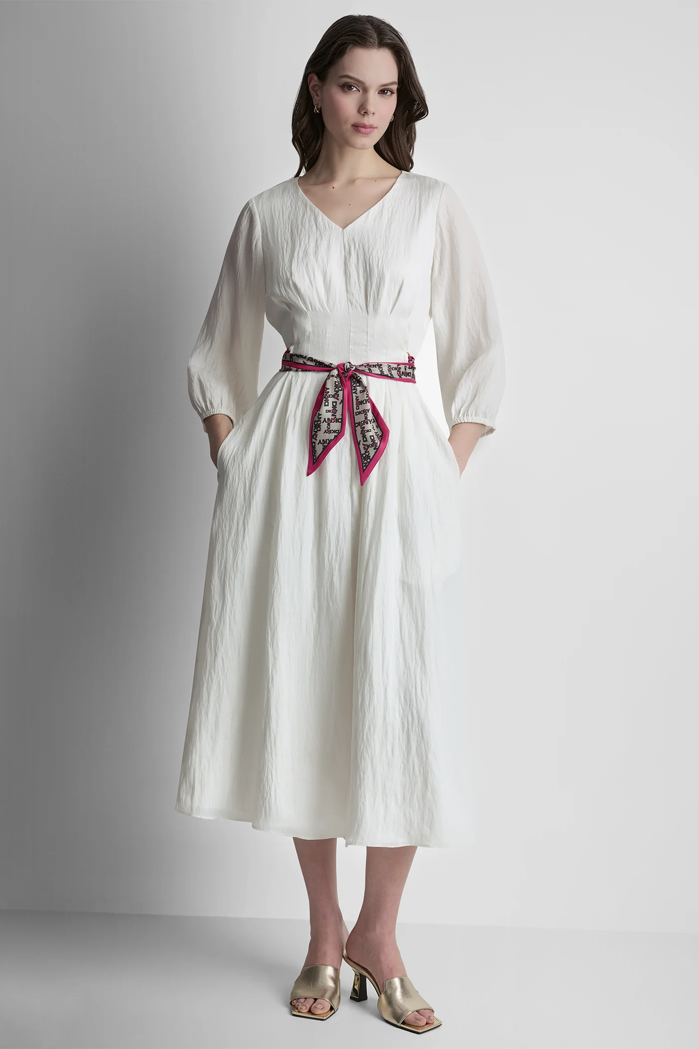 LONG SLEEVE PLEATED FRONT  SHIRT