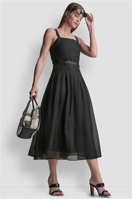 SLEEVELESS BELTED GAZARE DRESS - Image 2