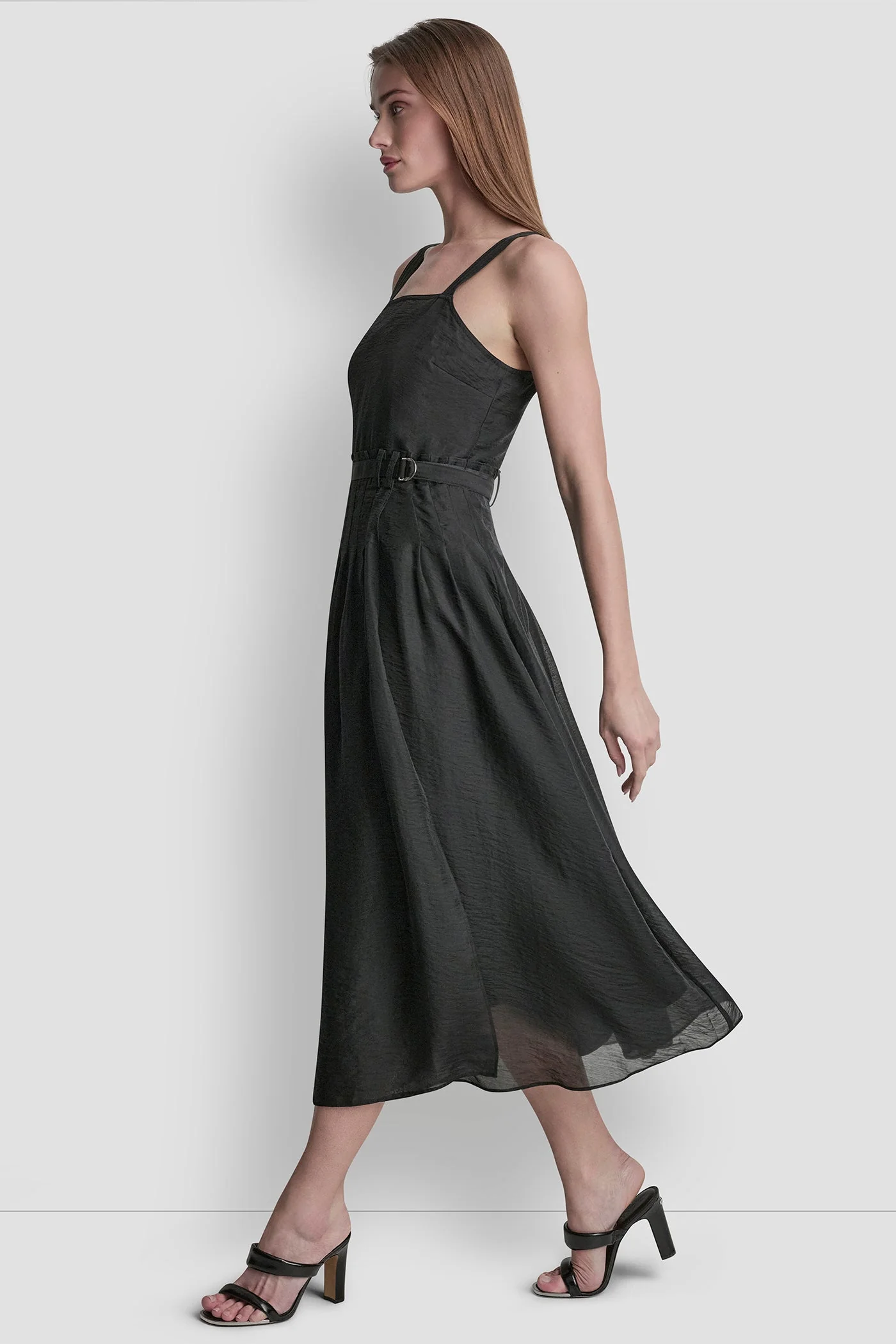 SLEEVELESS BELTED GAZARE DRESS - Image 4